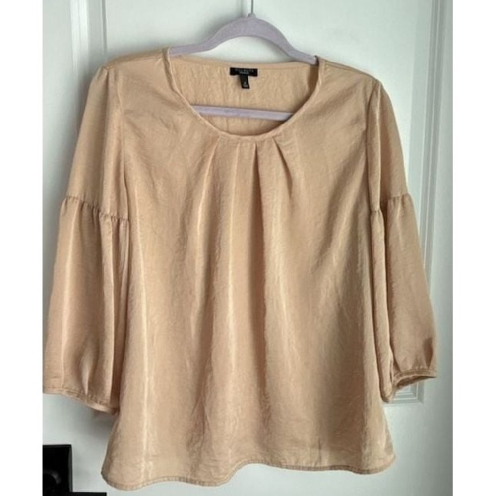 Talbots Women's Pleated Neck Balloon Sleeve Blouse